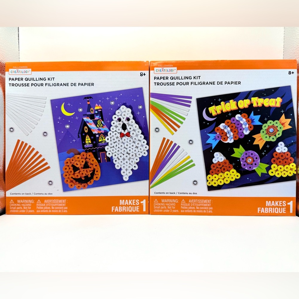 Halloween Paper Quilling Kit Ghost Pumpkin Trick or Treat Kids Craft, 2 pc